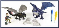 Toothless & Hiccup vs Armored Dragon (Blue) from Dragons - Action Dragons manufactured by Spinmaster [Loose]