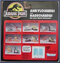 Ankylosaurus & Hadrosaurus from Jurassic Park - Die-Cast Metal Dinosaurs manufactured by Kenner [Back]
