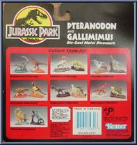 Pteranodon & Gallimimus from Jurassic Park - Die-Cast Metal Dinosaurs manufactured by Kenner [Back]