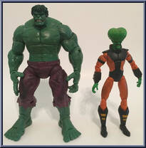 Hulk (Closed Mouth) vs Leader (Brain Head) from Marvel Legends - Face Off Sets - Series 1 manufactured by Toy Biz [Loose]