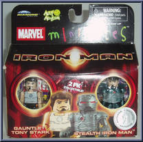 Stealth Iron Man / "Gauntlet" Tony Stark from Marvel Minimates - Toys R Us 2-Packs - Wave  1 manufactured by Diamond Select [Front]