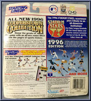 Hank Aaron from Starting Lineup - Cooperstown Collection - 1996 Series manufactured by Kenner [Back]