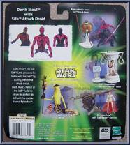 Darth Maul (with Sith Attack Droid) from Star Wars - Power of the Jedi - Deluxe Figures manufactured by Kenner [Back]