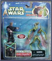 Anakin Skywalker (Lightsaber Slashing Action) from Star Wars - Saga - Attack of the Clones - Deluxe Figures manufactured by Hasbro [Front]