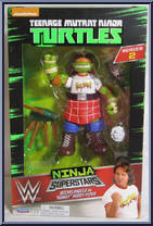 Michelangelo as "Rowdy" Roddy Piper from Teenage Mutant Ninja Turtles - Nickelodeon - WWE manufactured by Playmates [Front]