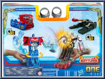 Optimus Prime / Megatron from Transfomers One - Robot Battlers manufactured by Hasbro [Back]