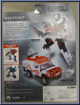 Ratchet from Transformers - Age of Extinction - Movie Advanced Series manufactured by Takara [Back]