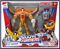 Sunstorm vs Autobot Ratchet from Transformers - Animated - Exclusives manufactured by Hasbro [Front]