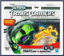 Crumplezone vs Bumblebee from Transformers - Dark of the Moon - Speed Stars Mini Changers manufactured by Hasbro [Front]