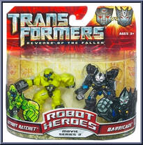Autobot Ratchet vs Barricade from Transformers - Revenge of the Fallen - Robot Heroes manufactured by Hasbro [Front]