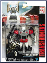 Daburu & Twinferno from Transformers - Titans Return - Deluxe manufactured by Hasbro [Front]