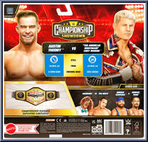 Austin Theory vs Cody Rhodes from WWE Championship Showdown - Series 14 manufactured by Mattel [Back]