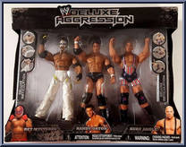 Rey Mysterio / Randy Orton / Kurt Angle from WWE Deluxe Aggression - 3-Packs - Series 1 manufactured by Jakks Pacific [Front]