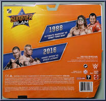 Ultimate Warrior vs. Honky Tonk Man from WWE - SummerSlam - Series 4 manufactured by Mattel [Back]