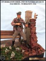 Sturmbannfuhrer (Major) 2nd SS Panzer Division Das Reich and Park Wall display (One:12 Collective) Custom Diorama / Playset